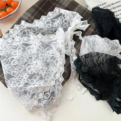 Y2K Stacked Lace Half Skirt Women Lace Tulle Bandage Skirt Layering Small Butt Curtain Short Skirt Flower Triangle Hair Scarf