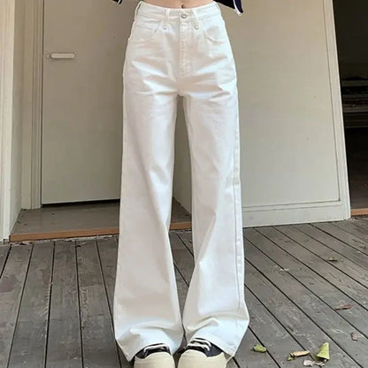 Women's Jeans Wide Leg Summer Female Cowboy Pants Korean Popular Clothes Harajuku Fashion Retro Casual Chic and Elegant Trousers