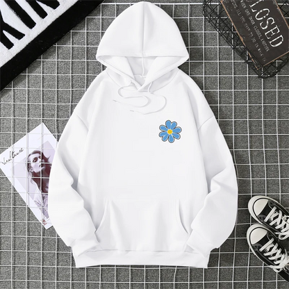 KoreaLuxury Brand Unisex Streetwear Tops Chrysanthemum Graphic Winter Autumn Womens Hoodie Street Hip-hop Leisure Loose Pullover