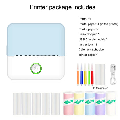 Mini Portabl Printer Inkless Sticker Maker, Free Cut Small Pocket Printer, Portable Thermal Printer for Photo Journal Notes Memo