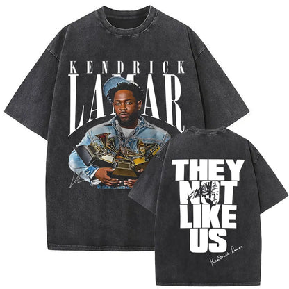 ck Lamar ThLimited Rapper Kendriey Not Like Us Washed Vintage T-shirt Summer Men Women Hip Hop Oversized Street Crewneck T Shirt