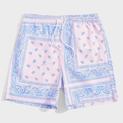 Trend Bandana Graphic Beach Short for Men Summer Fashion 3D Printed Swim Trunks Loose Casual Streetwear Hawaiian Short Pants