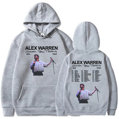 Cheaper Than Therapy Tour 2025 Hoodies Alex Warren Singer Graphic Sweatshirts Hooded Pullovers Men Women Sweatshirt Harajuku