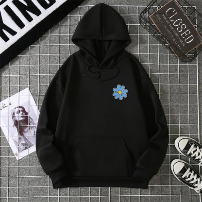 KoreaLuxury Brand Unisex Streetwear Tops Chrysanthemum Graphic Winter Autumn Womens Hoodie Street Hip-hop Leisure Loose Pullover