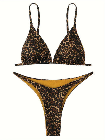 High Cut Micro Bikini Women Leopard Bandage Push Up Swimsuit Sexy Bathing Suit Padded Thong Swimwear Biquini Trajes De Baño 2024