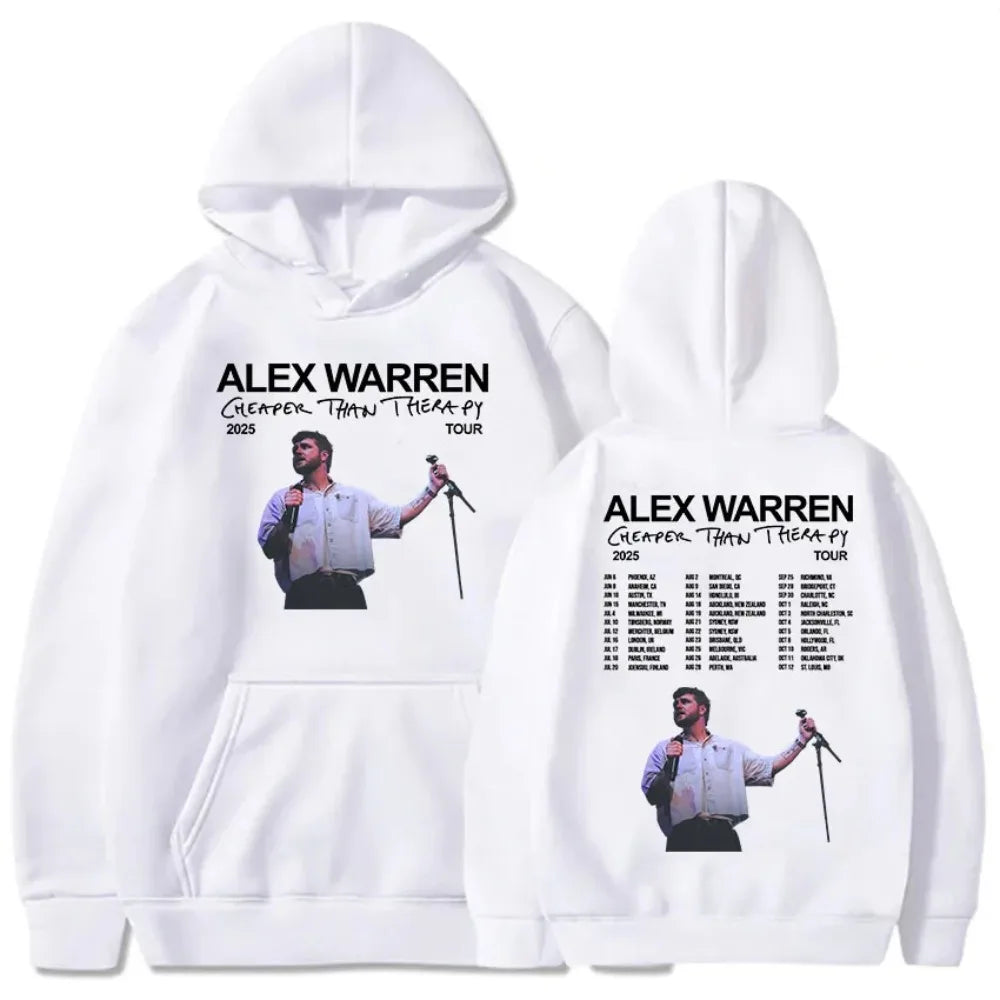 Cheaper Than Therapy Tour 2025 Hoodies Alex Warren Singer Graphic Sweatshirts Hooded Pullovers Men Women Sweatshirt Harajuku