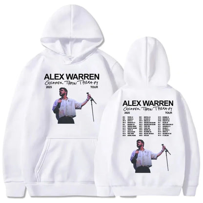 Cheaper Than Therapy Tour 2025 Hoodies Alex Warren Singer Graphic Sweatshirts Hooded Pullovers Men Women Sweatshirt Harajuku