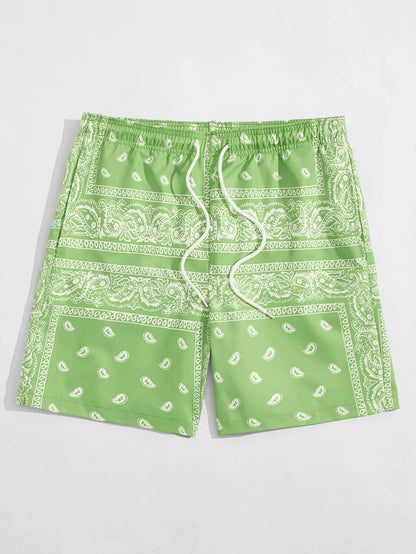 Trend Bandana Graphic Beach Short for Men Summer Fashion  Swim Trunks Loose Casual Streetwear Hawaiian Short Pants