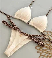New Sexy Bikini Solid Color Lace-up Split Two-piece Swimsuit for Women