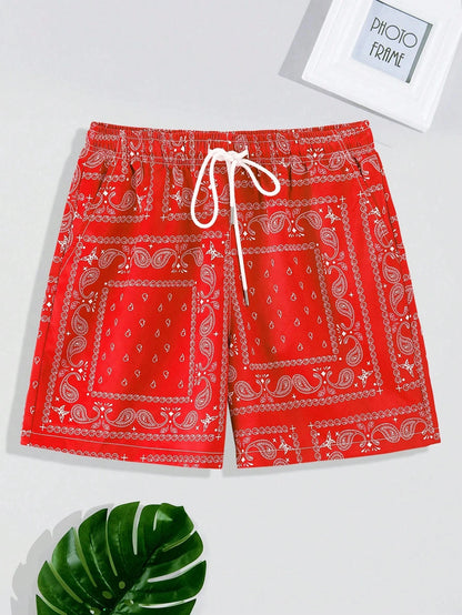 Trend Bandana Graphic Beach Short for Men Summer Fashion  Swim Trunks Loose Casual Streetwear Hawaiian Short Pants