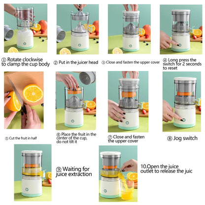 Wireless Automatic Orange Lemon Juice Portable Electric Juicer Separator Fruit Juicer Cup Household Juicer Mini Home Juicer