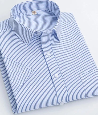 Summer thin men's business social short-sleeved shirt professional formal striped casual non-ironing breathable shirt slim fit