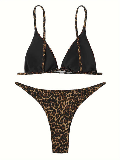 High Cut Micro Bikini Women Leopard Bandage Push Up Swimsuit Sexy Bathing Suit Padded Thong Swimwear Biquini Trajes De Baño 2024
