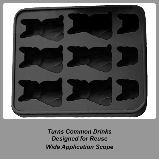 Whiskey Ice Mold Silicone Novelty French Bulldog Ice Mold 9-Grids Easy Release Food-Grade Drink Iceblock Maker Reusable Whiskey