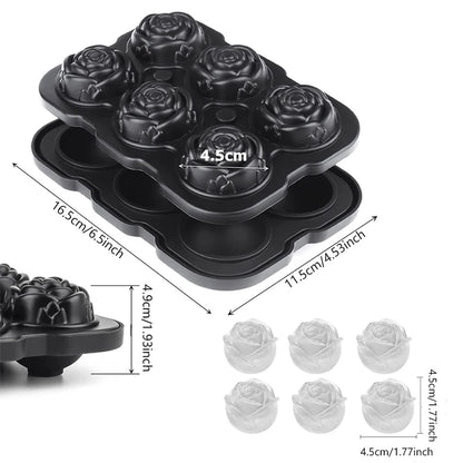Large Ice Cube Tray Rose Shape Ice Molds Diamond 3D Silicone Mould Reusable for Cocktails Whiskey Party Supplies Ice Maker Mold