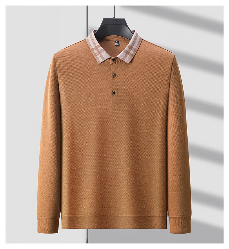 High quality long sleeve men's polo shirt with autumn personalized flip collar fashionable luxury design top casual Paul T-shirt