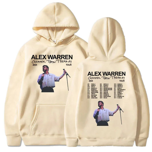 Cheaper Than Therapy Tour 2025 Hoodies Alex Warren Singer Graphic Sweatshirts Hooded Pullovers Men Women Sweatshirt Harajuku