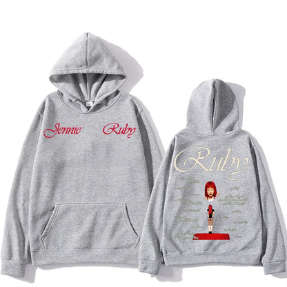 2025 New Jennie Kpop Hoodie Jennie Ruby 1st Album Tracklist Clothes Unisex Design Aesthetic Pullover Jennie Pretty Girl Mantra