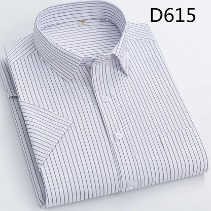 Summer thin men's business social short-sleeved shirt professional formal striped casual non-ironing breathable shirt slim fit
