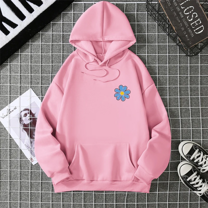 KoreaLuxury Brand Unisex Streetwear Tops Chrysanthemum Graphic Winter Autumn Womens Hoodie Street Hip-hop Leisure Loose Pullover