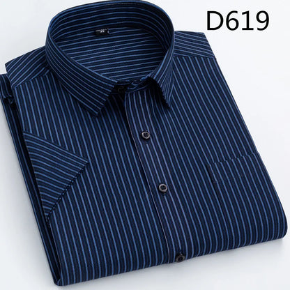 Summer thin men's business social short-sleeved shirt professional formal striped casual non-ironing breathable shirt slim fit