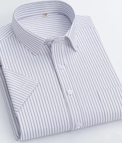 Summer thin men's business social short-sleeved shirt professional formal striped casual non-ironing breathable shirt slim fit