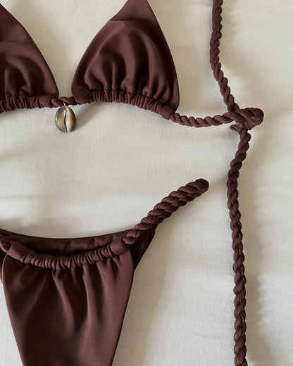 Micro Bikinis Sexy Women Swimsuits Swimwear 2025 Push Up Bikini Set Shell Bathing Suit Halter Beachwear Brazilian Biquini Female