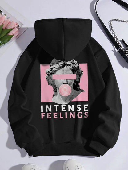 Sculpture Intense Feelings Printing Women Hoodies Casual Sports Tide Hoody Fleece Warm Comfortable Hooded Fashion Street Clothes