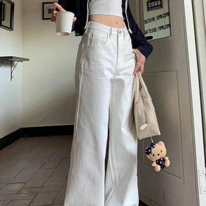 Women's Jeans Wide Leg Summer Female Cowboy Pants Korean Popular Clothes Harajuku Fashion Retro Casual Chic and Elegant Trousers