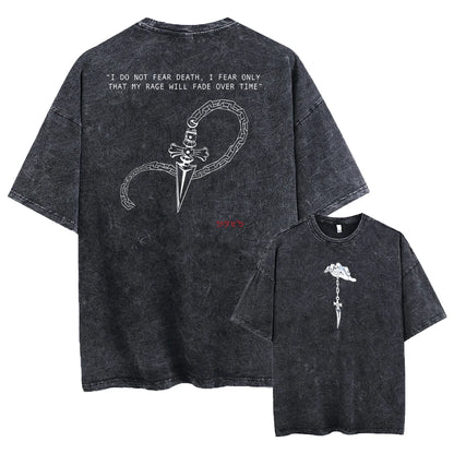Anime Hunter X Hunter Washed Tshirt Graphic Hip Hop Vintage T Shirt Men Women Harajuku Cotton Casual Short Sleeve Tshirt