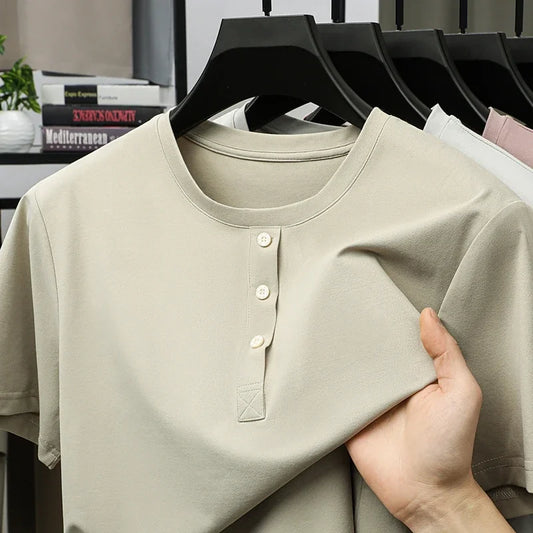 TFETTERS Brand 2025 Summer Casual Man Short Sleeve T-shirt O-neck Pure Color Comfortable Daily Wear Walk Tshirt for Man